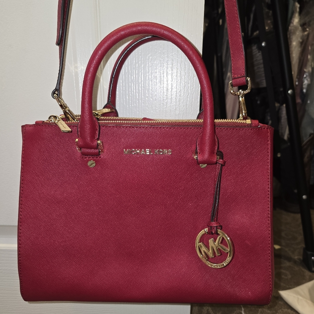 Michael Kors Medium Sutton Red Saffiano Leather Women's Bag